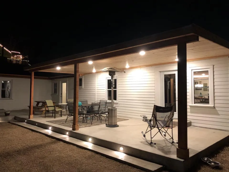 Patio cover with evening lighting